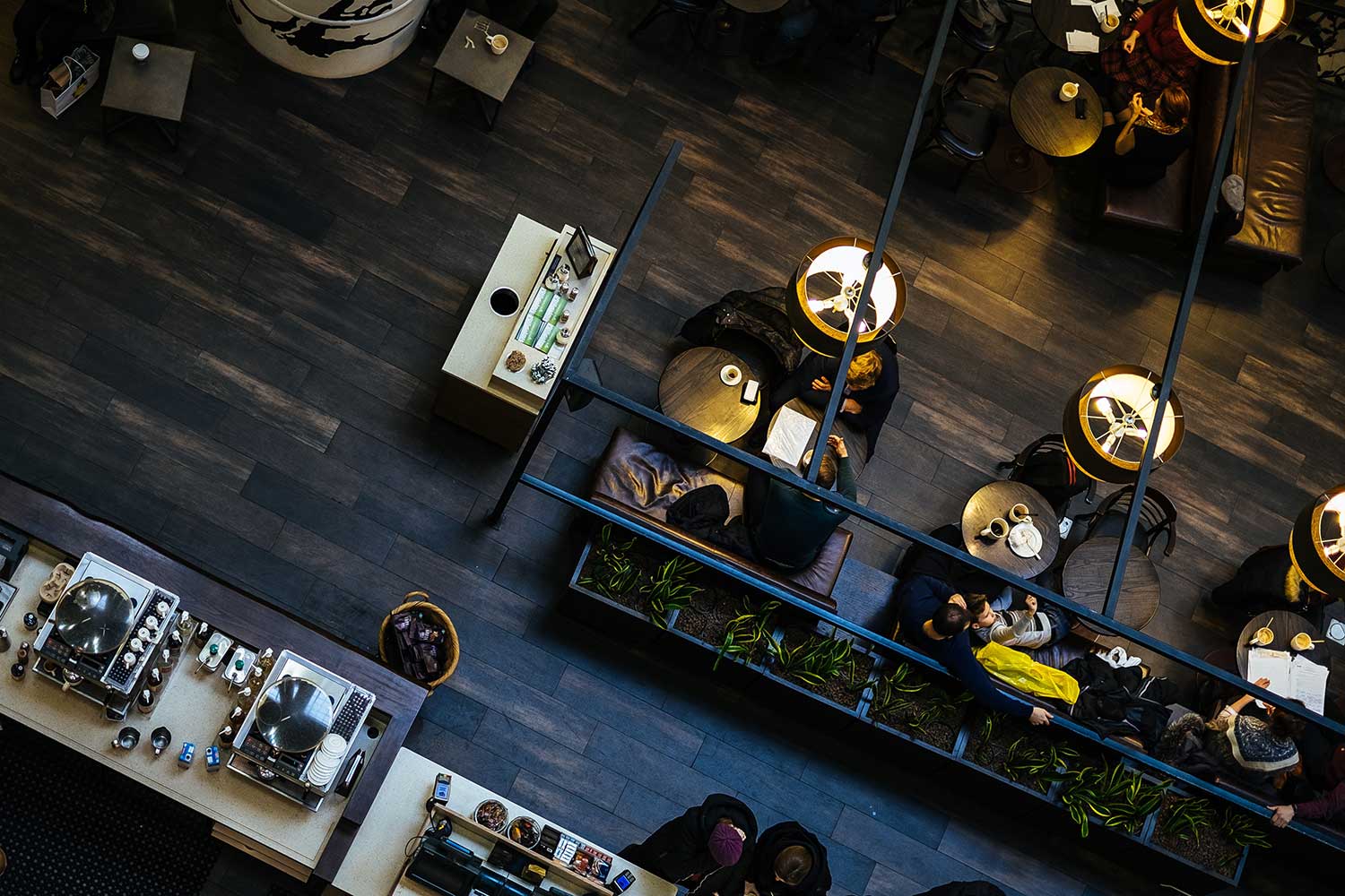 Birds eye view of a new commercial kitchen design and install