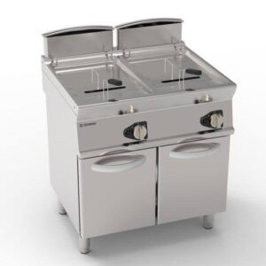Freestanding 13+13L Gas Fryer with In-Tank Heat Exchangers on Closed Cabinet, Baskets, Lid & Oil Draining Tank (2024 Model) FR83FG7T