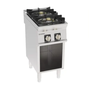 Freestanding 2-Burner Hermetic Gas Boiling Top with Cast Iron-Grid on Open Cabinet PCH4FG7